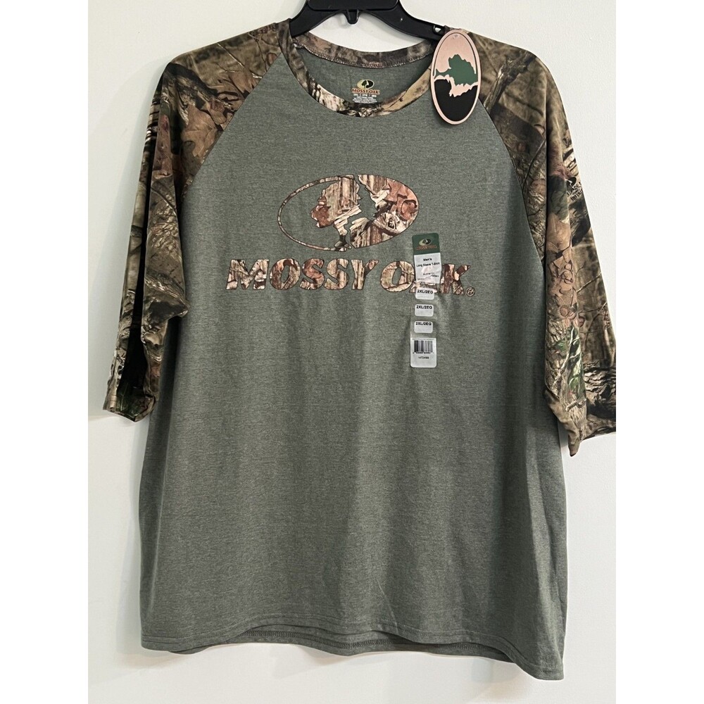 Mossy Oak Men’s 2XL Long Sleeve Shirt — Camo 3/4 Sleeves Outdoor Hunting Style